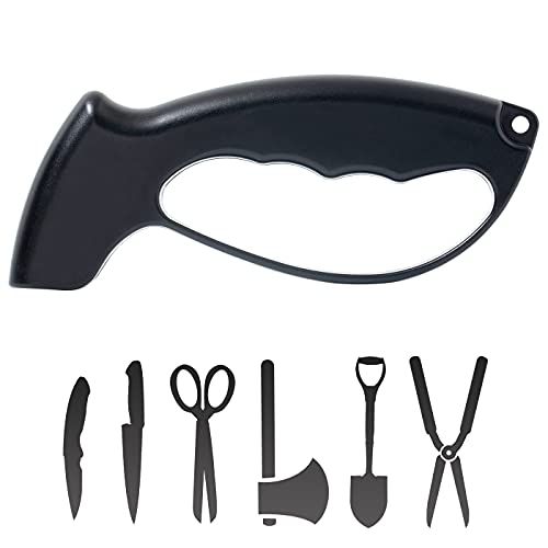  Axe & Machete Knife Sharpener, Handheld Knife & Tool Sharpener, Professional Sharpening Ulu Knife Axe Hatchet Machete, Restore, Repairs & Hone Serrated Blades, Cutting Tools, Cleavers, (Black)