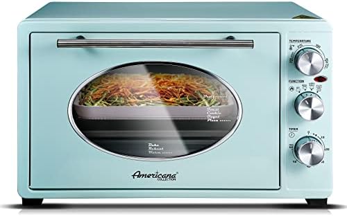  By Maximatic Americana Collection ETO147M Diner 50’s Retro Countertop Toaster Oven, Bake, Toast, Fits 8” Pizza, Temperature Control & Adjustable 60-Minute Timer 1000W, 2 Slice, Mint