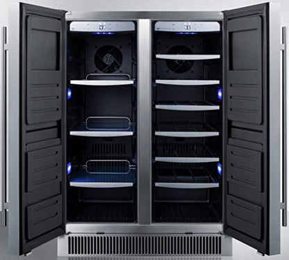  CL66FDOS 24"" Classic Collection Dual Temperature Zone Beverage Center With 5.1 Cu. Ft. Capacity 6 Wine Racks 3 Adjustable Glass Shelves Open Door Alarm And Automatic Defrost In Stainless Steel
