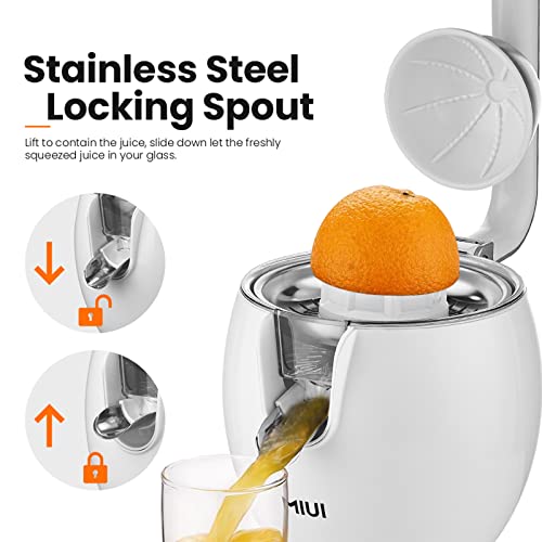  Citrus Juicer - Electric Orange Juice Squeezer Powerful Motor-Stainless Steel Cup Body Easy To Clean, Juicer Machine Maker For Lemon Grapefruits (White)