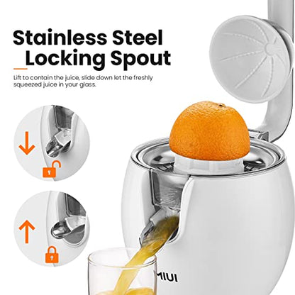  Citrus Juicer - Electric Orange Juice Squeezer Powerful Motor-Stainless Steel Cup Body Easy To Clean, Juicer Machine Maker For Lemon Grapefruits (White)