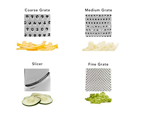 KitchenAid Gourmet 4-Sided Stainless Steel Box Grater With Detachable Storage Container, 10 Inches Tall, Black