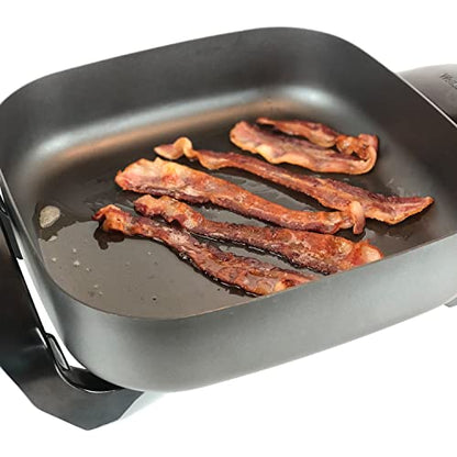  SKWB12GY13 Family-Sized Electric Skillet With Lid And Diamond Shield Scratch-Resistant Non-Stick Finish, 12 By 12 By 3 In, Gray