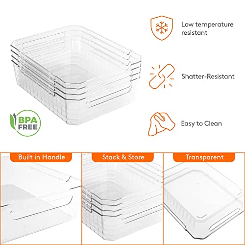  8pcs Big Refrigerator Organizer Bins Set, Multi-size Clear Fridge Organizer Stackable Box For Kitchen Cabinet Bathroom Pantry Laundryroom Shelves Storage, BPA-Free Food Safety