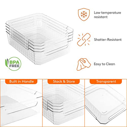  8pcs Big Refrigerator Organizer Bins Set, Multi-size Clear Fridge Organizer Stackable Box For Kitchen Cabinet Bathroom Pantry Laundryroom Shelves Storage, BPA-Free Food Safety