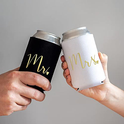  Wedding Can Coolers Mr And Mrs Gifts - Just Married Decorations, Wedding Day & Honeymoon Essentials, Presents For Newlywed Gifts For Couples, Wedding Gifts For Bride To Be And Groom - Gold