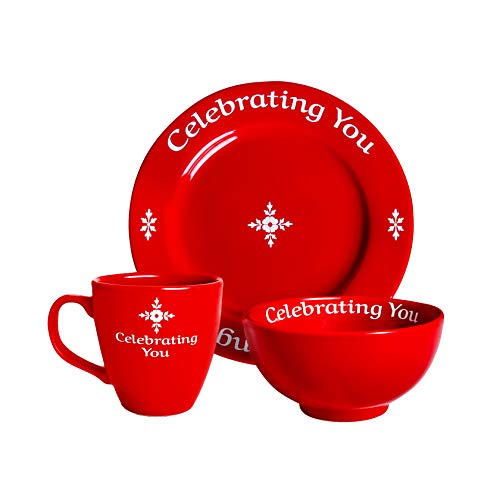  Celebrating You Red Plate In Custom Gift Box. Birthday Plate, Mother’s Day, Wedding, Anniversary, Holiday Gift, Red Dinner Plate, Quality Personalized Special Red Plate Microwave & Dishwasher Safe