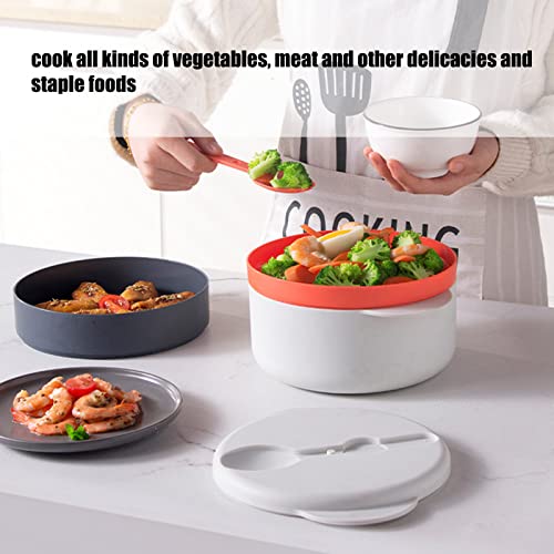  Steaming Container, Microwave Rice Cooker Multi Layer Stackable Double Ear Handle 2L For Home