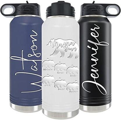  Nalized Water Bottle 40oz/32oz With Flip-Top Lid And Straw, Customized Vacuum Insulated Water Flask, Stainless Steel Sports Double Wall Thermos, Name/Text Engraved By IProductsUS (Teal)