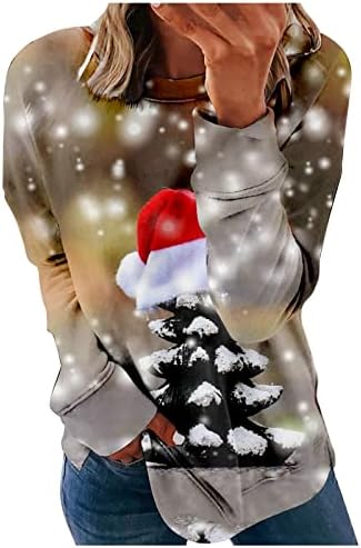  Crewneck Sweatshirts For Women Cute Loose Tops Christmas Print Long Sleeve Plus Size Sweatshirts Pullover Top Fall