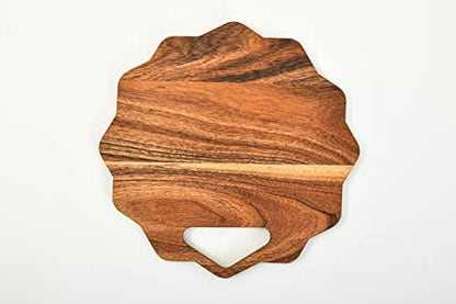  Organic Acacia Kitchen Cutting Chopping Board Platter Wine Holder With Handles For Butcher Block Cheese And Vegetables Fruit & Salad (Butterfly Board 11"L X 13"W)