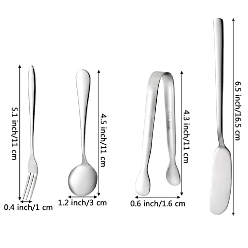  32 Pieces Cheese Butter Spreader Knives Set, Charcuterie Accessories Stainless Steel Cheese Spreader Knives, Mini Serving Tongs, Spoons And Forks For Butter Cheese Jam Appetizer Pastry Making