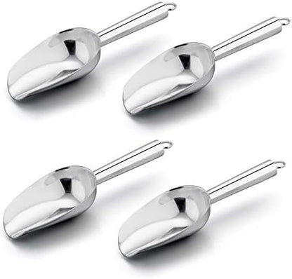  Mini Scoop, E-far 3 Ounce Stainless Steel Kitchen Utility Scoops, Ideal For Candy/Ice Cube/Flour/Sugar/Coffee Bean/Protein Powder, Food Grade & Anti Rust, Easy Clean & Dishwasher Safe (4 Pack)