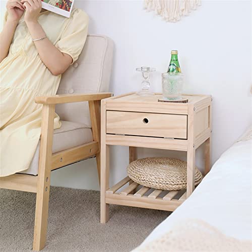  SOOVI Table Bedside Table Log Bedside Small Cabinet Simple Modern Bedside Table Bedroom Bedside Storage Locker