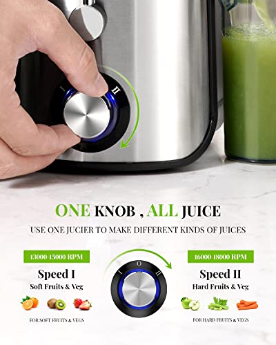  Juicer Machines With 1000W Motor, Extra Wide 3” Feed Chute Juicer, Juice Extractor For Whole Fruits And Vegetables, Easy To Clean Juice Maker, Centrifugal Juicer, BPA-Free, Anti-Drip, Silver