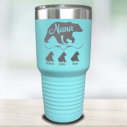  Grandparents Personalized Laser Engraved Tumbler With Grandchildren Names Gift For Grandma, Customized Mug, Insulated For Coffee, Water + More