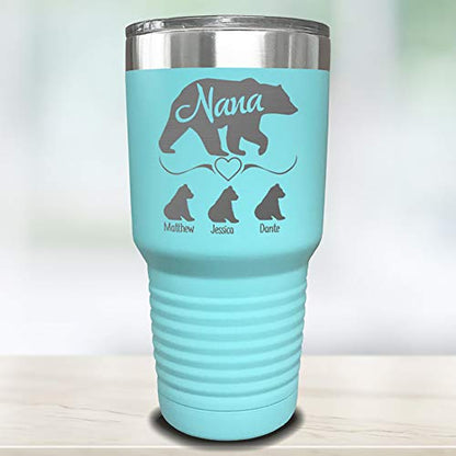  Grandparents Personalized Laser Engraved Tumbler With Grandchildren Names Gift For Grandma, Customized Mug, Insulated For Coffee, Water + More
