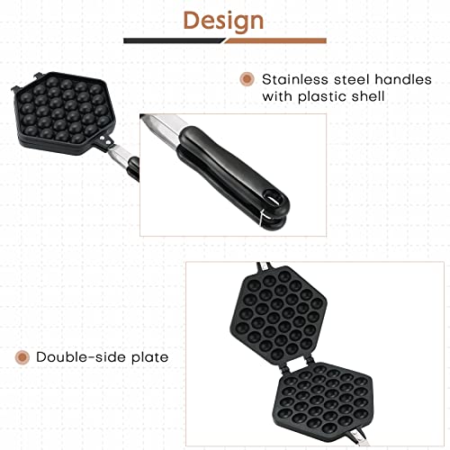  Bubble Waffle Maker Pan Hand Held Egg Waffle Pan,Aluminum Alloy Non-stick Waffle Cake Baking Mold Plate For Breakfast Lunch Household Cafe Cake Shop Restaurant