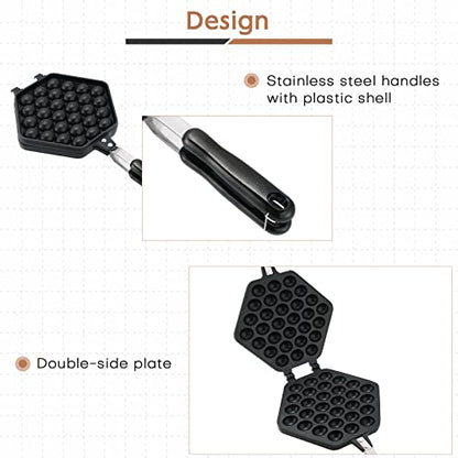  Bubble Waffle Maker Pan Hand Held Egg Waffle Pan,Aluminum Alloy Non-stick Waffle Cake Baking Mold Plate For Breakfast Lunch Household Cafe Cake Shop Restaurant