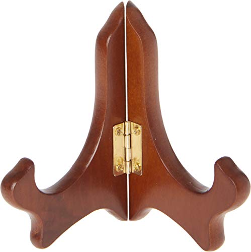  Hinged Walnut MDF Wood Plate Stand, 4" H X 5" W X 3" D (For 3.5" - 5" Plates)