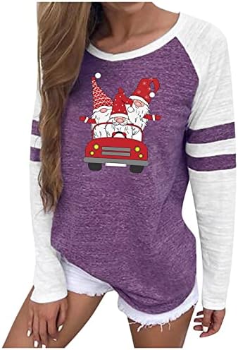  Womens Causal Loose Crewneck Cute Crew Neck Christmas Print Long Sleeve Sweatshirts Loose Tops Pullover Top Streetwear