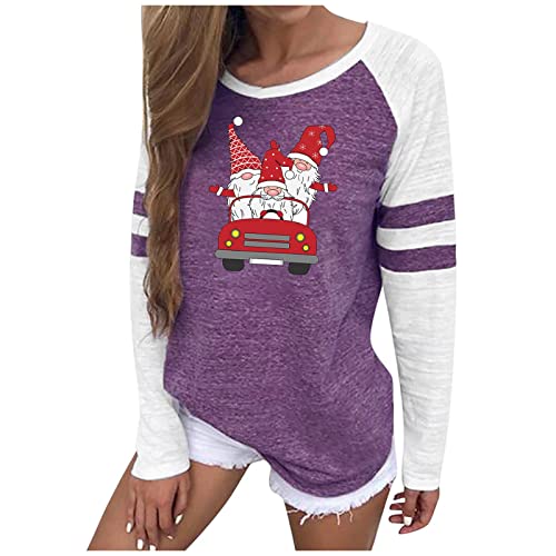  Womens Causal Loose Crewneck Cute Crew Neck Christmas Print Long Sleeve Sweatshirts Loose Tops Pullover Top Streetwear