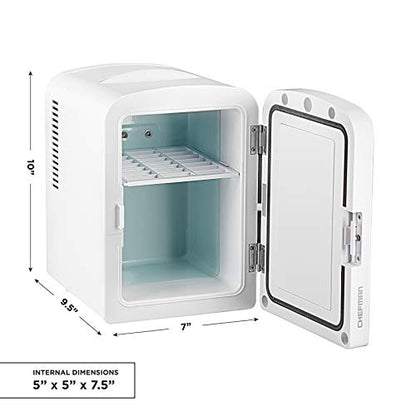  Portable Mirrored Personal Fridge, 4 Liter Mini Refrigerator, Skin Care, Makeup Storage, Beauty, Serums And Face Masks, Small For Desktop Or Travel, Cool & Heat, Cosmetic Application