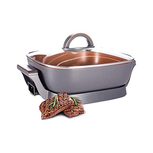  Extra Deep Nonstick Electric Skillet - Scratch Resistant - Serves 3 To 5 People (6Qt.)