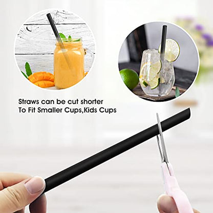  400 Pcs Black Boba Straws Jumbo Smoothie Straws,Individually Wrapped Disposable Plastic Large Wide-mouthed Milkshake Drinking Straws(0.43" Wide X 9.45" Long)