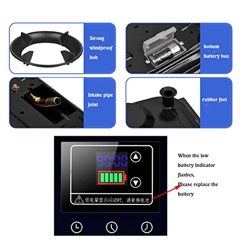  Gas Cooker, 1 Gas Cooker, 5.2KW 9-chamber Wok With Timer Function, NG/LPG Conversion Gas Cooker, Black Tempered Glass, Free-standing Cooker For Camping (Size : LPG)