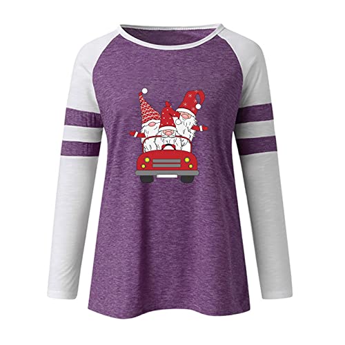  Womens Causal Loose Crewneck Cute Crew Neck Christmas Print Long Sleeve Sweatshirts Loose Tops Pullover Top Streetwear
