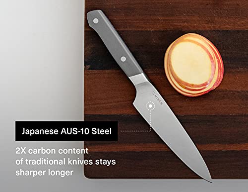  5.5 Inch Utility Knife - Medium Kitchen Knife For Chopping And Slicing - High Carbon Stainless Steel Sharp Cooking Knife, Gray