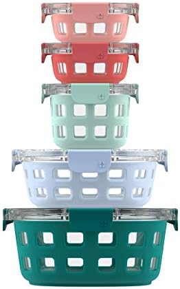  Duraglass Meal Prep Sets- Glass Food Storage Containers With Silicone Sleeves And Airtight BPA-Free Plastic Lids, Dishwasher, Microwave, And Freezer Safe