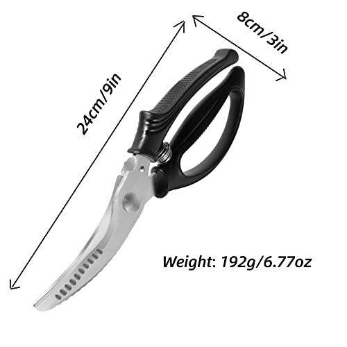  Poultry Shears Heavy Duty Spring Loaded Stainless Steel Sharp Hard Kitchen Scissors Heavy Duty With Safety Lock Meat Scissors For Chicken Bone Cutting, Fish, Vegetable, Food Chopping