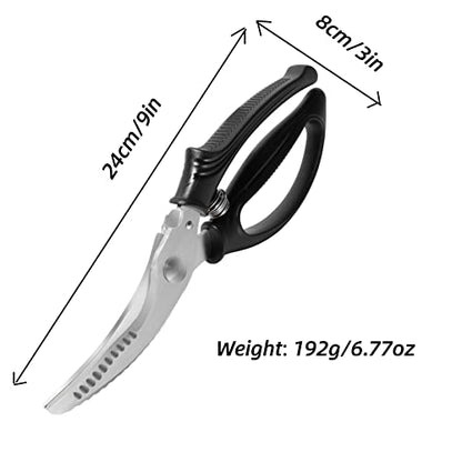  Poultry Shears Heavy Duty Spring Loaded Stainless Steel Sharp Hard Kitchen Scissors Heavy Duty With Safety Lock Meat Scissors For Chicken Bone Cutting, Fish, Vegetable, Food Chopping