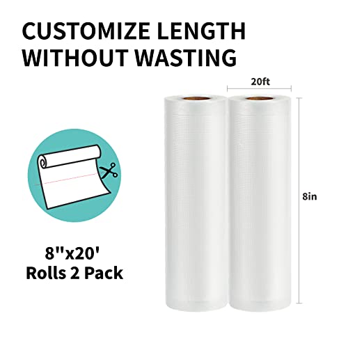  Happy Seal Vacuum Sealer Bags 8x20 Rolls 2 Pack For Food Saver, Seal A Meal, BPA Free, Commercial Grade, Great For Vac Storage, Meal Prep Or Sous Vide