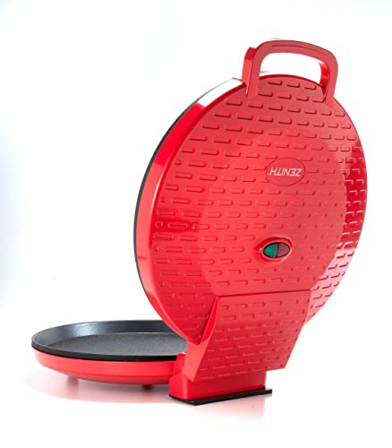 Zenith Versa Grill Non-Stick Pizza Maker Machine For Home, Calzone Maker, Pizza Oven Converts To Electric Indoor Grill, Red