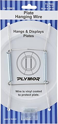 Plymor White Vinyl Finish Mountable Plate Hanger, 6.125" H X 3" W X 0.5" D (For Plates 8" - 10"), Pack Of 2