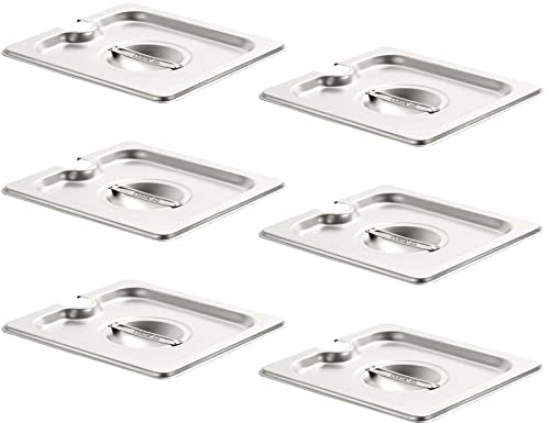  6 Pack Anti-Jam Hotel Pans, 1/3 Size 6 Inch Deep, NSF Commercial 18/8 Stainless Steel Chafing Steam Table Pan, Catering Storage Metal Food Pan
