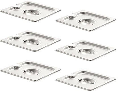  6 Pack Anti-Jam Hotel Pans, 1/3 Size 6 Inch Deep, NSF Commercial 18/8 Stainless Steel Chafing Steam Table Pan, Catering Storage Metal Food Pan