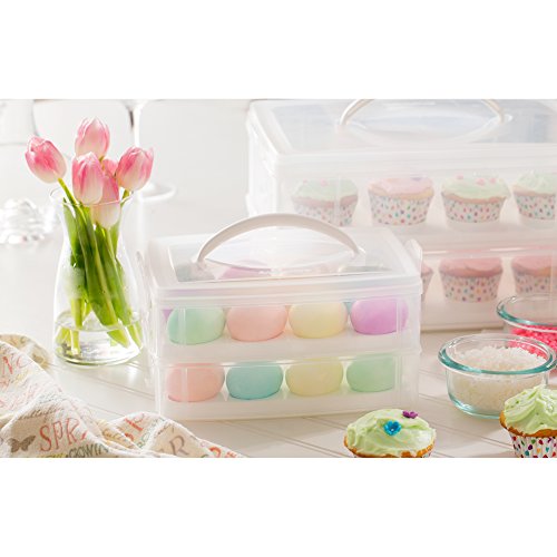  Snap 'N Stack Portable Storage Carrier With Lid For Eggs, BPA-Free Egg Holders, Dessert Carrier With Stackable Trays, Microwave, Freezer And Dishwasher Safe