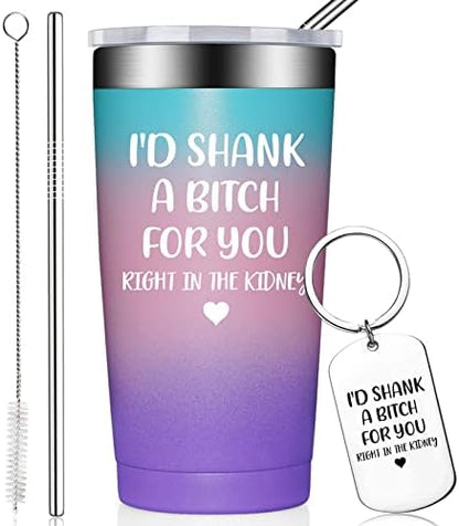  Best Friend Gift For Women - Funny Friendship Birthday Gifts For Friends Female, Bestie, BFF - Sister Gifts From Sister - 20oz Vacuum Insulated Wine Tumbler With Keychain