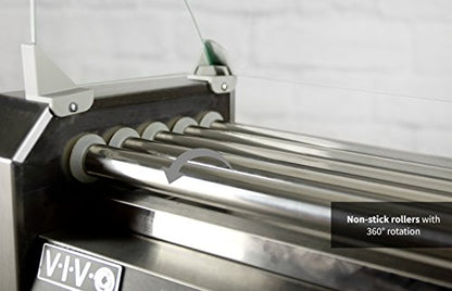  Electric 12 Hot Dog And 5 Roller Grill Warmer, Cooker Machine With Cover, HOTDG-V205