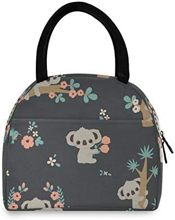  Senya Lunch Bag, White Marble Black Texture Insulated Lunch Box Cooler Bag Tote Bag For Women Kids/Picnic/School/Work