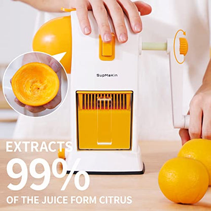  UPMAKIN Hand Citrus Lemon Juicer, Manual Orange Squeezer Cold Pressed Juicers, Max Extraction Rate, Pulp Strainer, Easy To Clean, Wireless Portable Travel Juice Mate