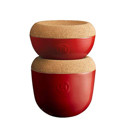 Emile Henry 0.5 Qt. Salt Celler + Cork Lid | Burgundy