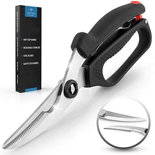  Spring-Loaded Poultry Shears - Premium Heavy Duty Kitchen Chicken Shears With Anti-Slip Handle & Safety Lock - Poultry Scissors For Meat, Game, Chicken, Bone, Herbs & More