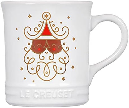Le Creuset Stoneware Noel Collection: Santa Mug, 14 Oz, White W/Applique