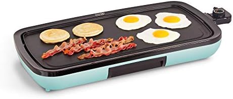  DASH Everyday Nonstick Electric Griddle For Pancakes, Burgers, Quesadillas, Eggs & Other On The Go Breakfast, Lunch & Snacks With Drip Tray + Included Recipe Book, 20in, 1500-Watt - Aqua