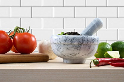  Ler Mortar And Pestle Set Marble Grey 3.75 Inches Diameter